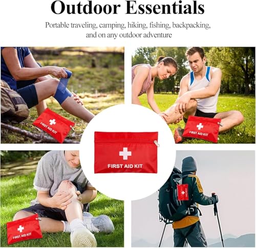 QCWN 12 Pack Empty First Aid Bag Mini Medical Kit Pouch Small Travel Emergency Survival Storage Bags for Car Home Hiking Camping Waterproof Red - size: 12 Pack