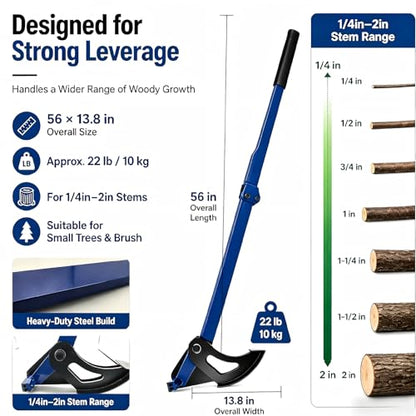 Sapling Puller Tool, 56-Inch Heavy Duty High-Leverage Tree Root Puller for 1/4 to 2 in Woody Stems, Fully Uproots Trees, Shrubs, Vines and Thorns, Invasive Plant Remover for Landscaping