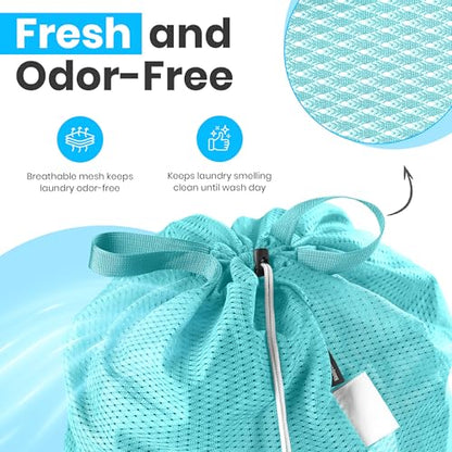 Handy Laundry Mesh XL Laundry Bag 24"x36" with Shoulder Strap, Teal | XL 24x36 Mesh Laundry Bag, Handles & Shoulder Strap, Breathable, Machine Washable, Dorm Travel Bedding, Teal - color: Teal, size: 1-Pack