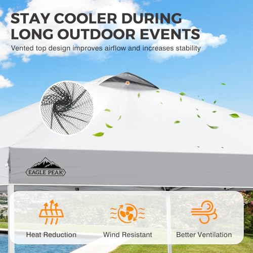 EAGLE PEAK 10x10 Pop Up Canopy Tent Easy Up Canopy Outdoor, White - color: White, size: 10x10