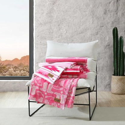 Wrangler - Plush Fleece Throw Blanket, Super Soft Bedding, Yellowstone-Inspired, Dorm Room Essentials, 50x60, Knockin Boots Pink - color: Knockin Boots Pink, size: 50" x 60"