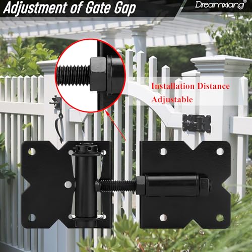 Heavy Duty Self Closing Gate Hinge & Self Locking Latch Hardware Kit, 1Pack