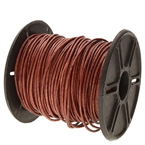 The Beadsmith Leather Cord – Dyed Antique Red Brown– 1mm Spool – 25 Yards/22.86 Meters – Indian Leather Thong Ideal for Braiding, Beading, Necklaces, Fine Lacing, Hair Accessories & DIY Jewelry Making - size: 1mm, style: Dyed Antique Red Brown – 25 Yards