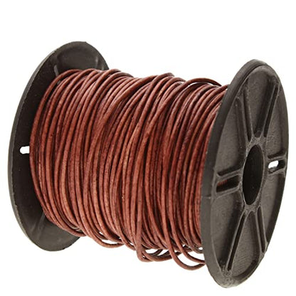 The Beadsmith Leather Cord – Dyed Antique Red Brown– 1mm Spool – 25 Yards/22.86 Meters – Indian Leather Thong Ideal for Braiding, Beading, Necklaces, Fine Lacing, Hair Accessories & DIY Jewelry Making - size: 1mm, style: Dyed Antique Red Brown – 25 Yards