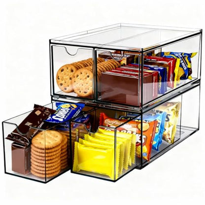 Youngever 4 Pack Plastic Tea Packet Organizers, Stackable Tea Bag Drawers, Clear Tea Bag Drawer Organizers (6" x 9" x 3.5")