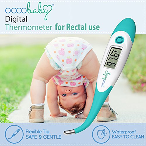 OCCObaby Clinical Digital Baby Thermometer - LCD, Flexible Tip, 10 Second Quick Accurate Fever Read Rectal Oral & Underarm Use - Waterproof Thermometer for Infants & Toddlers