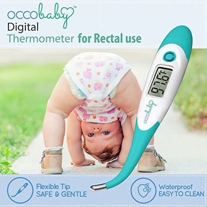 OCCObaby Clinical Digital Baby Thermometer - LCD, Flexible Tip, 10 Second Quick Accurate Fever Read Rectal Oral & Underarm Use - Waterproof Thermometer for Infants & Toddlers