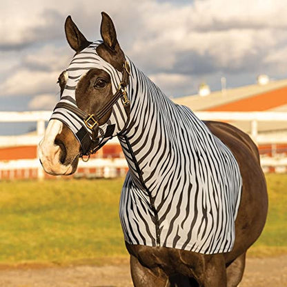 UltraFlex Limited Edition Zebra Horse Slicker Hoods | Durable & Breathable Summer Comfort | Oversized Eye Holes | Rub-Free | No-Snag Hook and Loop | Fly-Deterrent Design