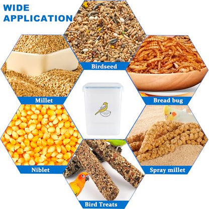 Bird Seed Storage Container,5.49Qt/5.2L Airtight Bird Food Container,Birds Seeds Containers with Scoop,Pet Food Storage Containers for Wild Birds Seeds Dispenser |Storing Sunflower Seed|BPA Free-Blue