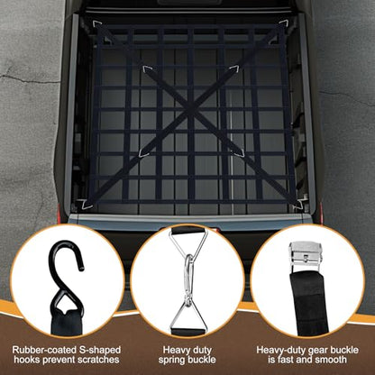 Cargo Net for Pickup Truck Bed, Heavy Duty 1100 lbs Capacity - size: 66" x 50"