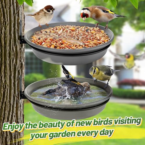 Alphatool Fence Bird Feeders Tray, 8.3'' Dia., Grey, 2 Pcs - color: Gray, size: 2pcs