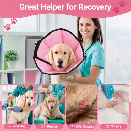 Soft Dog Cone Collar for Large Dogs After Surgery Adjustable - color: Pink, size: S (Neck Girth:9.1-10.7in)
