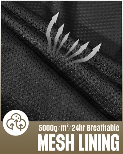 33,000ft Men's Waterproof Rain Jacket Packable Lightweight Hood Rain Shell - color: Black, size: Small