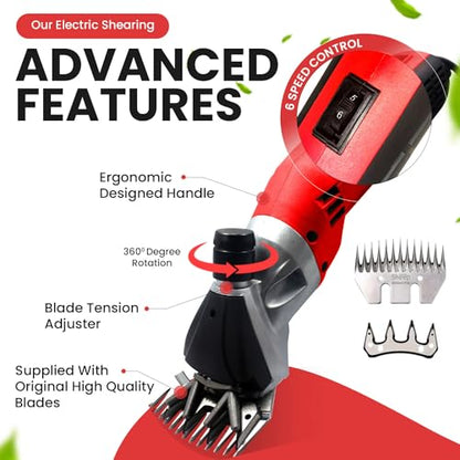 Sheep Shears Pro Electric Sheep Shearing Clipper, 110V, 500W with 2 Blades
