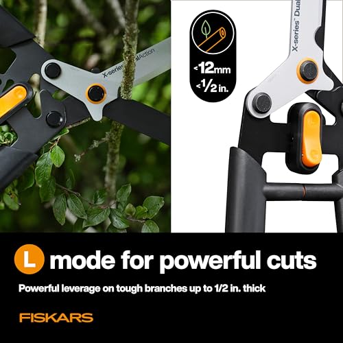 Fiskars 25" DualAction Hedge Shears, 2-in-1 Fast or Powerful Trimming | Cuts Through Thin & Thick Branches of Hedges & Shrubs, Low Friction Coated Blades for Smoother Cuts, SoftGrip Handles - style: 25" 2-in-1