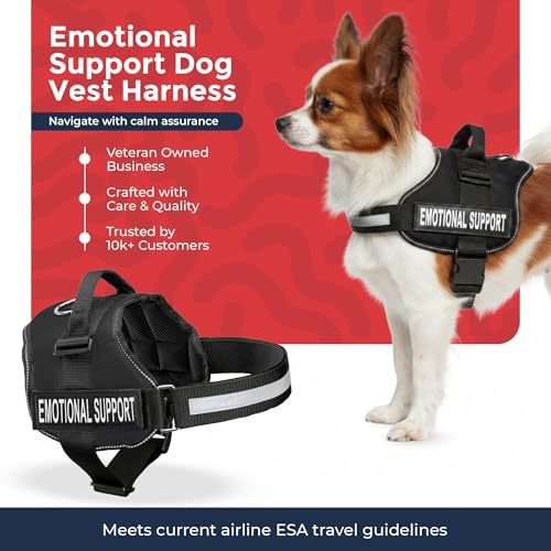 Industrial Puppy Emotional Support Vest Harness, XXS 13.5-17 in, Black - color: Black, size: XXS, Fits Girth 13.5-17"
