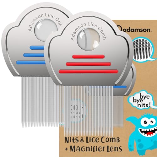 Lice Comb for Kids 2-Pack – Nit Comb with Magnifier, All Hair Types | Fine steel teeth catch every lice & nit. Built-in magnifier shows what others miss. Gentle on kids, works wet or dry.
