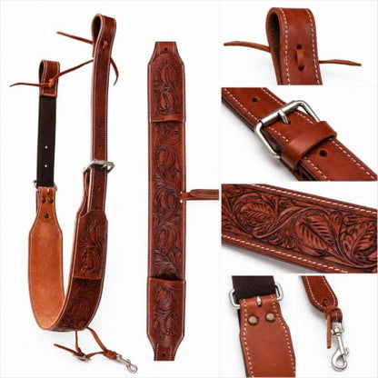 CHALLENGER Horse Western Carved Leather Rear Flank Back Cinch Girth Saddle Billets 9774-80 - color: Tan, size: 32"