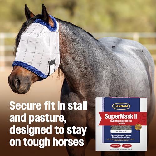 Farnam SuperMask II Horse Fly Mask Without Ears For Eyes, Regular Size - size: Average Horse