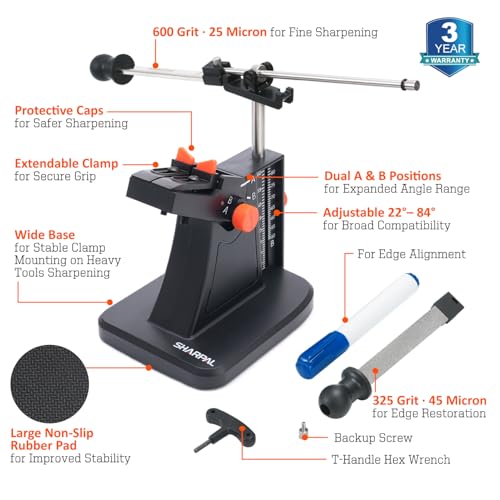 SHARPAL 201H Scissor Sharpener – Adjustable 22°-84° Angle | 325/600 Grit Diamond Plates for Kitchen, Hair Cutting, Sewing Scissors, Lawn Mower Blades, Pruners, Hedge Shears