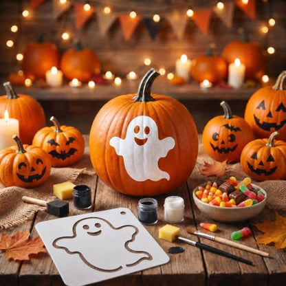 25 Halloween Face Stencils for Pumpkin Masks, Treat Bags, and Party Crafts - color: Halloween
