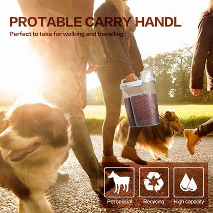 TIOVERY Dog Food Storage Container, 5-7 Lbs Airtight Pet Food Container, Cat food Container Dispenser with Portable Handle, Pouring Spout and Measuring Cup for Dogs Cats 2Pack White/6Qt - color: White 6Qt + 3Qt
