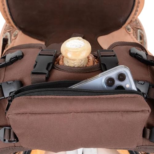 Reinsman Pommel Cooler Bag | Equestrian Durable Convenient Spacious 2-Side Nylon Insulated Bag with Stainless Steel Hardware | Easy Attachment to The Swell with Adjustable Strap - color: Brown