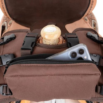 Reinsman Pommel Cooler Bag | Equestrian Durable Convenient Spacious 2-Side Nylon Insulated Bag with Stainless Steel Hardware | Easy Attachment to The Swell with Adjustable Strap - color: Brown