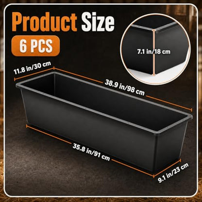 6 Pcs Water Trough 48 Quart / 12 Gallon Horse Trough Livestock Water Troughs 39 inch Plastic Goat Feeder Trough Farm Animal Feeding for Chicken Sheep Pig and Cattle