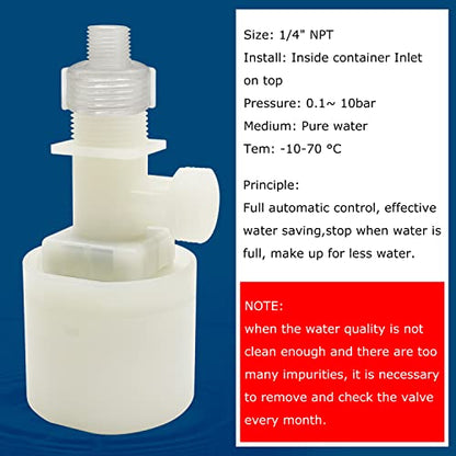 Water Float Valve, Water Level Control Water Tank Traditional Float Valve Upgrade 2 PCS（1/2" to 1/4", up inlet） - color: up inlet, size: 1/2" to 1/4"
