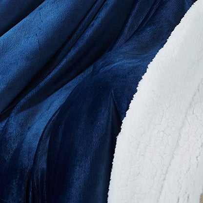 SOCHOW Sherpa Fleece Throw Blanket, Navy Blue, 50x60 inches - color: Navy Blue, size: 50"×60"