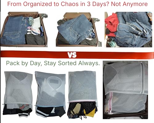 Mesh Laundry Bags for Delicates – 3 Pack (12”×16”) with Color-Coded Zippers, Protects Clothes from Damage, Breathable Honeycomb Mesh, Washer & Dryer Safe bags - Ideal for Bras, Lingerie & Socks