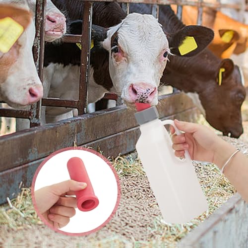 6PCS Calf Feeder Pacifier Teats Soft Rubber Food Grade Feeding Nipples - color: RED