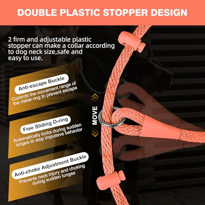 Lynxking Dog Leash Slip Lead Reflective Breathable Rope Comfortable Strong No Pull Slip On Pet Training Lead for Dogs (Pack of 2)