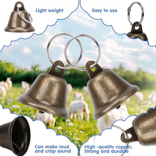 Rosvola Goat Collars, Adjustable Nylon Grazing Collars, Pet Anti-Lost Loud Bronze Bell with Numbered Cards for Farm Goats Sheep Cows Animals (5PCS)