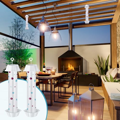 12 Pcs Sticky Fly Trap Fly Stick Indoor Outdoor Long Lasting Adhesive Fly Catcher with Hanging Hook for Wasps Gnats Bugs Insects Moths Fruit Flies Mosquitoes Spiders Fleas (White) - color: White