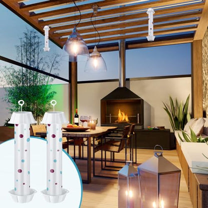 12 Pcs Sticky Fly Trap Fly Stick Indoor Outdoor Long Lasting Adhesive Fly Catcher with Hanging Hook for Wasps Gnats Bugs Insects Moths Fruit Flies Mosquitoes Spiders Fleas (White) - color: White