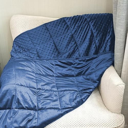 ALANSMA Reversible Weighted Blanket for All Season, Luxury Velvet, Warm and Cool, Adult 5Lb Blue Weighted Blanket, Enjoy Sleeping Anywhere(Blue,36"x48" 5lbs) - color: Blue, size: 36''x48'' 5lbs