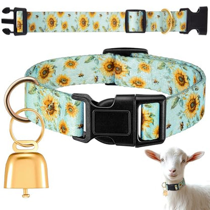 Goat Collar with Copper Bell Set for Sheep Lambs Pygmy Goat,Sunflower