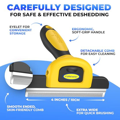 DakPets Stainless Steel Deshedding and Dematting Tool | Professional Pet Grooming Fur Brush for Cats and Dogs Hair Removal - color: Yellow