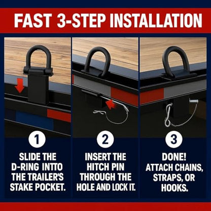 Stake Pocket D Rings Heavy Duty 18000lbs Trailer Tie Down Anchors 4Pack