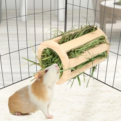 Rabbit Hay Feeder Rack Wooden Food Manger Grass Holder for Small Pets Bunny Chinchilla Guinea Pigs