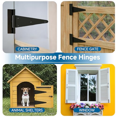 10 Inch T-Strap Gate Hinges, Heavy Duty Black Barn Door Hinges, 2 Pack - size: 10 Inch