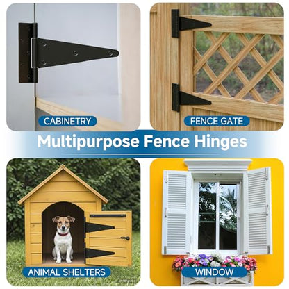 10 Inch T-Strap Gate Hinges, Heavy Duty Black Barn Door Hinges, 2 Pack - size: 10 Inch