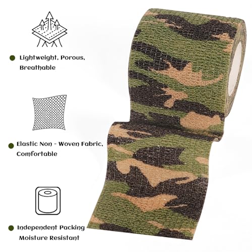 24 Rolls Elastic Self Adhesive Bandage Wrap 2 inch, Breathable Non Woven Cohesive Bandage, Vet Wrap for Dogs, Ankle Sprains Swelling Tape, Sports Athletic Tape (Jungle Camo) - color: 2 Inch-24 Count Jungle Camo