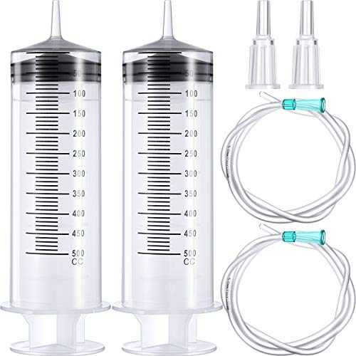 BBTO 2 Pieces 500 ml Large Plastic Syringes with 40'' Tube and Connections - size: 500 ML