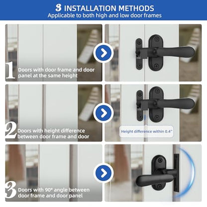 2 Pack 360 Degree Flip Bathroom Stall Latch for Inside Door | 3 Locking Methods Stainless Steel Barn Door Latch Heavy Duty Gate Hardware (Matte Black) - color: Matte Black