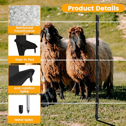 Electric Fence Posts 50 Pack, Black 48 inch Step in Fence Posts - color: Black, size: 48 INCH-50 PCS