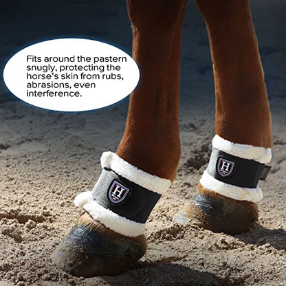 Harrison Howard Essential Premium Horse Pastern Wraps with Berber Fleece Lining, Sold in Pairs - color: Black