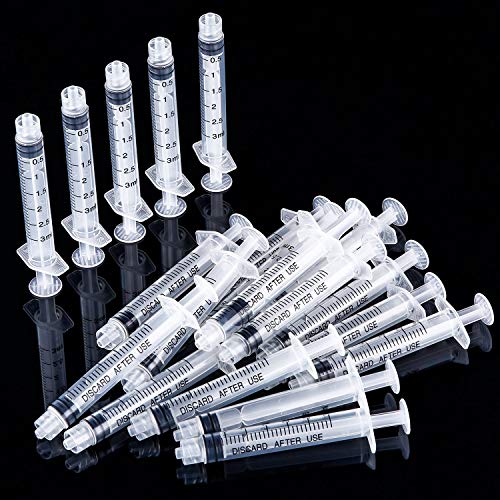 TecUnite 3 ml 20 Pack Plastic Syringes Without Needle for Liquid and Craft